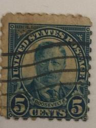 Amerika Birleşik Devletleri Pulu - Unıted States Stamp - Postadan Geçmiş Pul Filateli - DAMGALI - Theodore Roosevelt Temalı Pul , 5 PARA - YABANCI PULLAR-NOSTALJİK DOĞUM GÜNÜ HEDİYESİ
