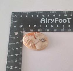 Antika Hakiki Shell Cameo 14 Ayar Beyaz Altın ve Pırlanta  Kolye veya Broş Yapılabilir (2)