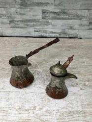 Antika Yaşlı Osmanlı Bakır Kahve Cezveleri