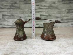 Antika Yaşlı Osmanlı Bakır Kahve Cezveleri