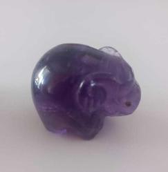 Antika Elde Oyma Ametist Taşı Minyatür Fil Figürü Şans ve Bereket Tılsımı Çin