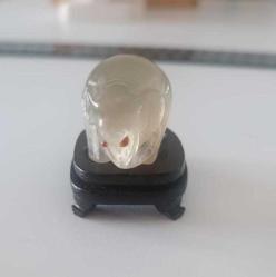 Antika Elde Oyma Topaz Taşı Minyatür Fil Figürü Şans ve Bereket Tılsımı Çin