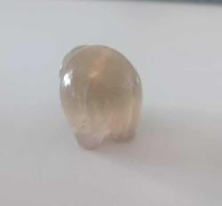 Antika Elde Oyma Topaz Taşı Minyatür Fil Figürü Şans ve Bereket Tılsımı Çin