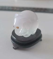 Antika Elde Oyma Beyaz Akik Taşı Minyatür Fil Figürü Şans ve Bereket Tılsımı Çin