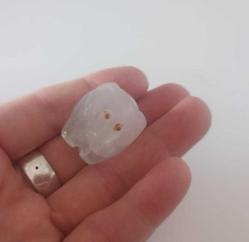 Antika Elde Oyma Beyaz Akik Taşı Minyatür Fil Figürü Şans ve Bereket Tılsımı Çin