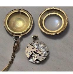 Retro BUCHERER Marka 800 Ayar Gümüş üzeri Guilloche Mineli  Mekanik Saat Kolye Ucu 17 Jewels