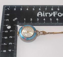 Retro BUCHERER Marka 800 Ayar Gümüş üzeri Guilloche Mineli  Mekanik Saat Kolye Ucu 17 Jewels