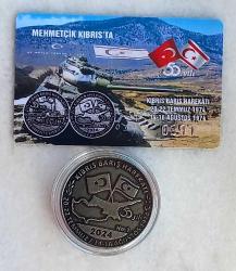 2024 YILI KIBRIS BARIŞ HAREKATININ 50.YILI ANISINA BASILAN NİKEL GÖRÜNÜMLÜ MADALYON,   KAPSÜLÜNDE