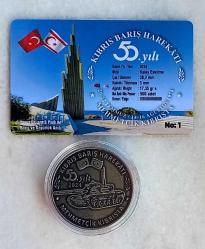2024 YILI KIBRIS BARIŞ HAREKATININ 50.YILI ANISINA BASILAN NİKEL GÖRÜNÜMLÜ MADALYON,   KAPSÜLÜNDE
