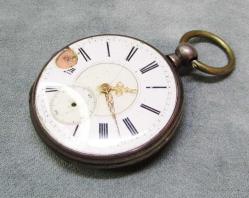 AnTiKa GÜMÜŞ İSVİÇRE ANaHTaR KuRMaLı CEP SAATİ.....ARıZaLı