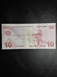 9. EMİSYON 10 TÜRK LİRASI F 140 006006  ÇİL  ( GÜZEL NO ) TCM 4228