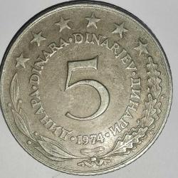 YUGOSLAVYA  1974   5  DİNAR