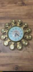 VİNTAGE  NACAR QUARTZ ÇEVRESİ METAL CAM KADRAN DUVAR SAATİ  ÇAPI 35 CM ÇALIŞIR DURUMDA