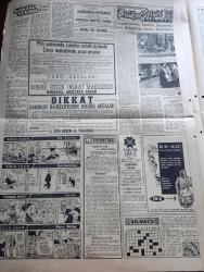 Yeni Sabah Gazetesi - Turkish Newspaper - 14 Haziran 1958 - 2 Türk 38 Rum daha yaralandı - Kıbrıs'ta beş gündür devam eden çarpışmalarda 2 Türk 13 Rum öldü - İngilizler de Nihayet Rumların Türklere saldırdığını kabul ettiler - Kıbrıs'ta rumlara müsamaha gösteren İngilizler yoldan geçen Türk gençlerine sert müdahalede buluyorlar fotoğraf - Fatin Rüştü Zorlu Fazıl Küçük ve Burhan Işınla görüştü - İstanbul'da Amerikan kolejinde Dün diploma töreni yapıldı fotoğraf - cezayir'deki askeri liderler De Gaulle'e cephe alıyor - İzmit faciası mesulleri adaletten kaçamayacak - Osman Bölükbaşı Kıbrıs hakkında konuştu - Cafer ile Hürmüz karikatür çizen Altan Erbulak - Hayk Hammer çizen Oğuz Aral - hazreti Muhammed'in üç aşkı yazan Nezihe Araz Yazı Dizisi - Tarabya kilisesinin sahibi bulunamıyor - Suzan Güven gecesi Açık Hava Tiyatrosunda - Galatasaray Fenerbahçe yine karşı karşıya -  Büyük maç için kampta bulunan Galatasaraylılar fotoğraf - Fenerbahçeli Nedim Kırcan'ın dikişleri Dün alındı fotoğraf