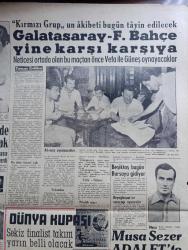 Yeni Sabah Gazetesi - Turkish Newspaper - 14 Haziran 1958 - 2 Türk 38 Rum daha yaralandı - Kıbrıs'ta beş gündür devam eden çarpışmalarda 2 Türk 13 Rum öldü - İngilizler de Nihayet Rumların Türklere saldırdığını kabul ettiler - Kıbrıs'ta rumlara müsamaha gösteren İngilizler yoldan geçen Türk gençlerine sert müdahalede buluyorlar fotoğraf - Fatin Rüştü Zorlu Fazıl Küçük ve Burhan Işınla görüştü - İstanbul'da Amerikan kolejinde Dün diploma töreni yapıldı fotoğraf - cezayir'deki askeri liderler De Gaulle'e cephe alıyor - İzmit faciası mesulleri adaletten kaçamayacak - Osman Bölükbaşı Kıbrıs hakkında konuştu - Cafer ile Hürmüz karikatür çizen Altan Erbulak - Hayk Hammer çizen Oğuz Aral - hazreti Muhammed'in üç aşkı yazan Nezihe Araz Yazı Dizisi - Tarabya kilisesinin sahibi bulunamıyor - Suzan Güven gecesi Açık Hava Tiyatrosunda - Galatasaray Fenerbahçe yine karşı karşıya -  Büyük maç için kampta bulunan Galatasaraylılar fotoğraf - Fenerbahçeli Nedim Kırcan'ın dikişleri Dün alındı fotoğraf