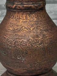 Antika Osmanlı Acem İşi Bakır Sürahi ve Şerbetlik