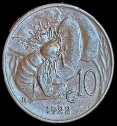 İtalya 1922 10 Centesimi Kral Vittorio Emmanuele III