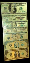 Altın Varaklı 1 2 5 10 20 50 100 Amerika Doları Hatıra Para Seti