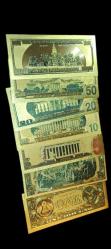 Altın Varaklı 1 2 5 10 20 50 100 Amerika Doları Hatıra Para Seti