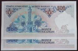 Türkiye Cumhuriyeti  7. Emisyon 2. Tertip 500 Lira Seri Takipli  E03 599484 - 85 ÇİL