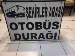 Antika - Tabela  Şehirler arası otobüs durağı Kalın saç üzerine 80 x 60 cm boyutlarında 8 kg civarında Çok Temiz - kitantik - kitaLog