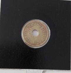 1951 DELİKLİ 1 BİR KURUŞ ORİJİNAL MADENİ PİRİNÇ ÇÇÇ2Y NADİR