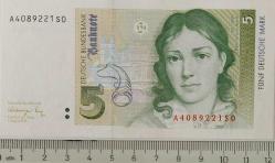 ALMANYA (GERMANY) 5 DEUTCCHE MARK 1991 YILI ORİJİNAL KAĞIT PARA ÇİL A4089221SO ÇİL'İ ÇOK NADİRDİR