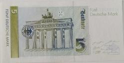 ALMANYA (GERMANY) 5 DEUTCCHE MARK 1991 YILI ORİJİNAL KAĞIT PARA ÇİL A4089221SO ÇİL'İ ÇOK NADİRDİR