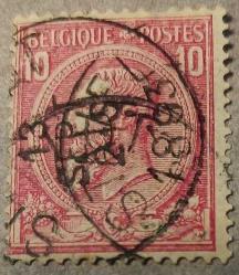 1883 Belçika Pulu - King Leopold II - 10c - Damgalı