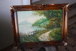 EL YAPIMI YAĞLI BOYA MANZARA  TABLO %100 EL YAPIMI URUNDUR  DETAYLAR RESIMLERDE (CD-ODA