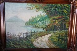 EL YAPIMI YAĞLI BOYA MANZARA  TABLO %100 EL YAPIMI URUNDUR  DETAYLAR RESIMLERDE (CD-ODA