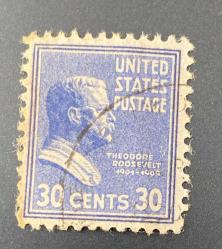 Amerika Birleşik Devletleri Pulu - Unıted States Stamp - Postadan Geçmiş Pul Filateli - DAMGALI - Theodore Roosevelt Temalı Pul , 30 PARA - YABANCI PULLAR-NOSTALJİK DOĞUM GÜNÜ HEDİYESİ