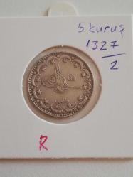 5 MEHMED REŞAD 5 KURUŞ 1327/2 KOSTANTİNİYE GÜMÜŞ ***R*** NADİR