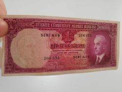 2 EMİSYON 1 TERTİP 1 TÜRK LIRASI 1942 – İsmet İnönü – Orijinal, Sert Kağıt, Temiz Seri A19