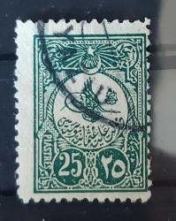 1908 Abdülhamid 25 kuruş damgalı