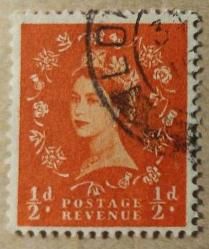 1958 İngiltere Pulu Queen Elizabeth II - Yarım Penny