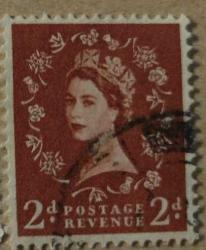 1958 İngiltere Pulu - Kraliçe Elizabeth II - 2 Penny