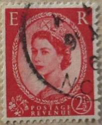 1958 İngiltere Pulu - Kraliçe Elizabeth II - 2,5 Pence