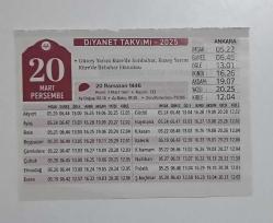 2025 Diyanet Takvimi - 20 Mart 2025