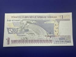 A49 Serisi 8. Emisyon 1 Yeni Türk Lirası. Çil. Bir YTL