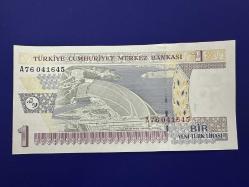 A76 Serisi 8. Emisyon 1 Yeni Türk Lirası. Çil. Bir YTL