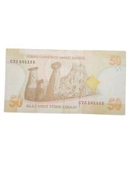 E 75 / 8. Emisyon 50 Yeni Türk Lirası Koleksiyon Cumhuriyet Dönemi Kağıt Para.