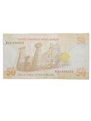 B 33  / 8. Emisyon 50 Yeni Türk Lirası Koleksiyon Cumhuriyet Dönemi Kağıt Para.