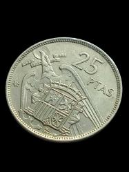 1957 İSPANYA 25 PTAS YABANCI KOLEKSİYON MADENİ PARA.