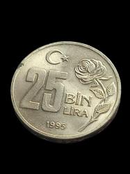 FAO 25 BİN LİRA CUMHURİYET DÖNEMİ MADENİ KOLEKSİYON PARA.