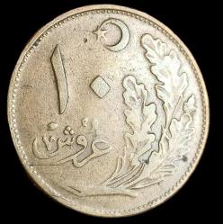 1341 (1925) 10 Kuruş Osmanlı Dönemi son paralarından