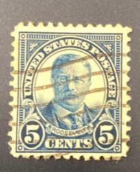 Amerika Birleşik Devletleri Pulu - Unıted States Stamp - Postadan Geçmiş Pul Filateli - DAMGALI - Theodore Roosevelt Temalı Pul , 5 PARA - YABANCI PULLAR-NOSTALJİK DOĞUM GÜNÜ HEDİYESİ