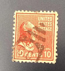 Amerika Birleşik Devletleri Pulu - USA Stamp - Postadan Geçmiş Pul Filateli - DAMGALI -ESKİ BAŞKAN JOHN TYLER TEMALI PUL, 10 PARA - YABANCI PULLAR - NOSTALJİK DOĞUM GÜNÜ HEDİYESİ