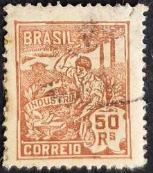 +++ BREZİLYA ENDÜSTRİ   1920  50R  - DAMGALI , HALİYLE