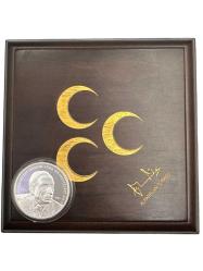 Alparslan Türkeş Cumhuriyet Dönemi Türk Siyasetçileri No.3 Hatıra Parası Gümüş (Sertifikalı-Kutulu) Darphane